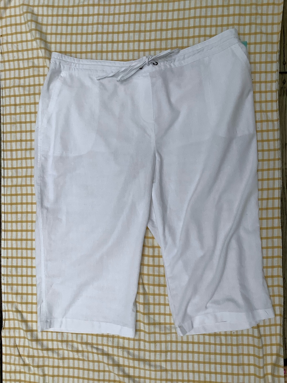 Per Se White Drawstring Capri Pants 3X NWT